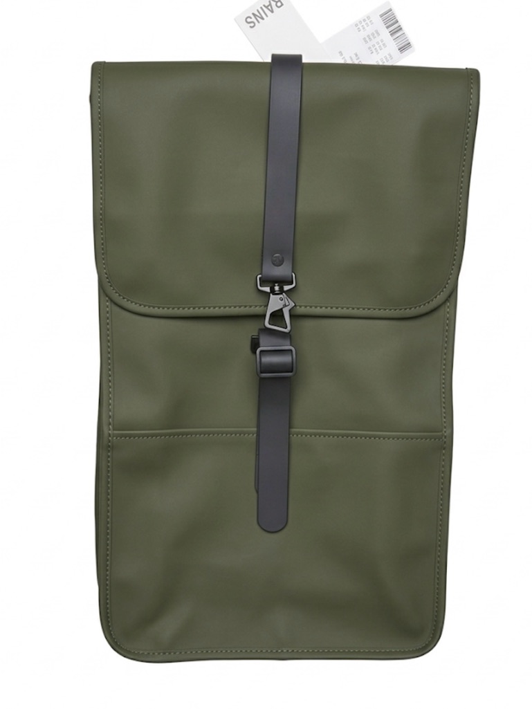 Rains Olive Green Men's Backpack With Black Strap